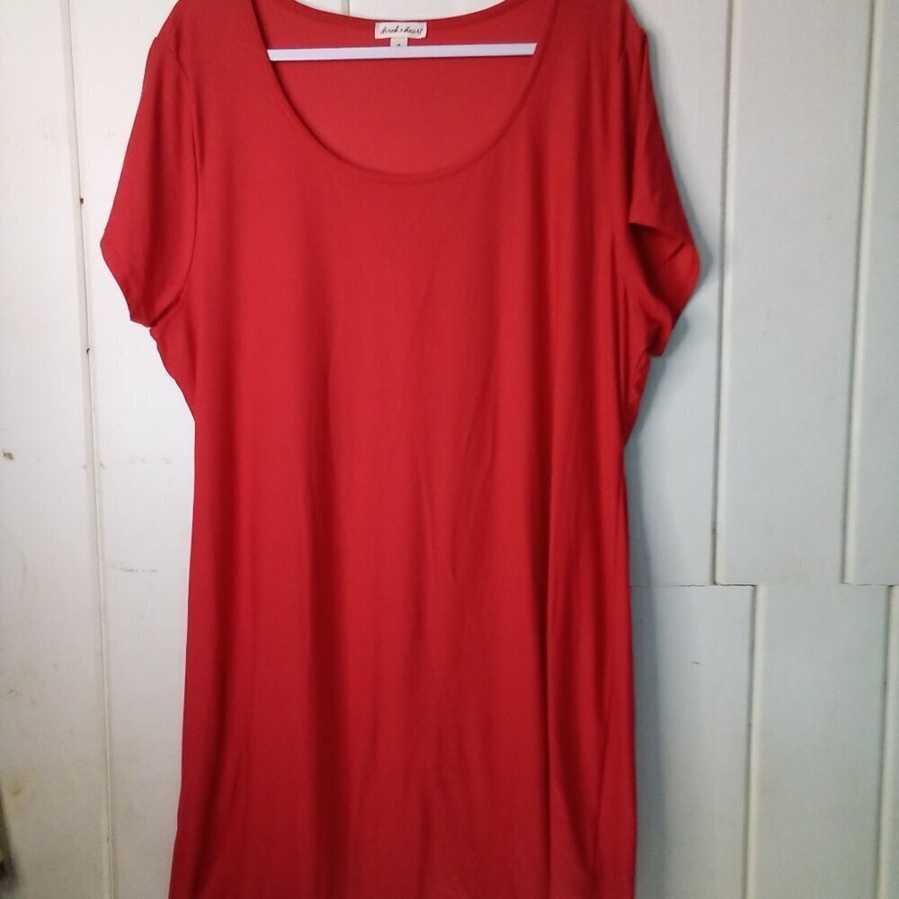 Derek Heart Dress Women 3X Short Sleeve Soft Stretch Red - Picture 3 of 15